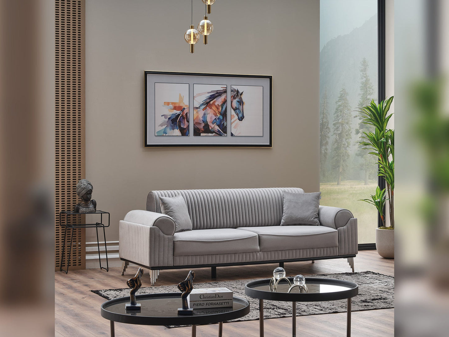 Everest 3-pieces (Sofa & Loveseat & Chair) Livingroom Set Light Grey