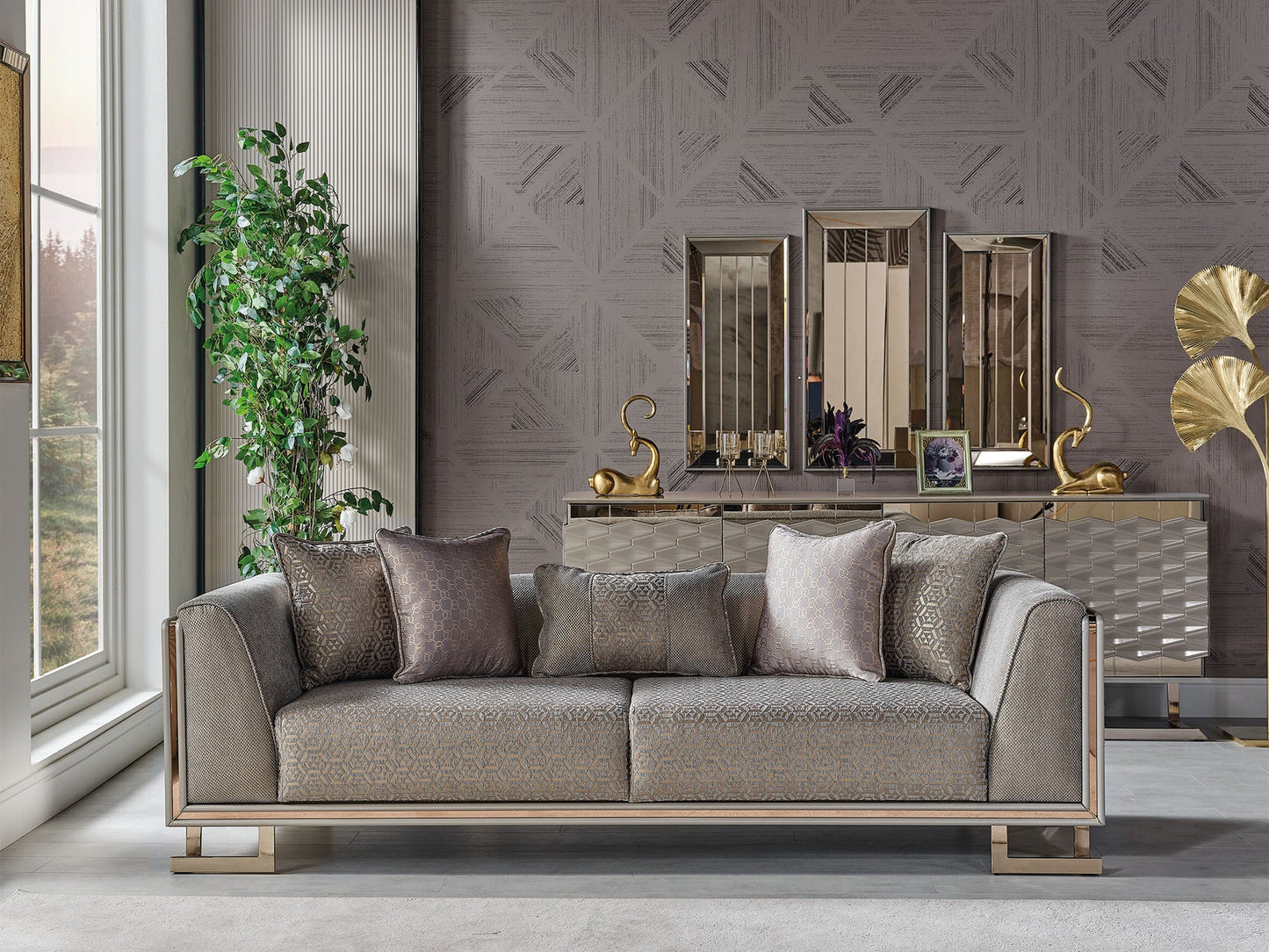 Gokce 3-pieces (2 Sofa & 1 Chair) Livingroom Set Grey