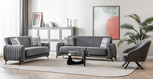 Palermo 3-pieces (Sofa & Loveseat & Chair) Livingroom Set Grey