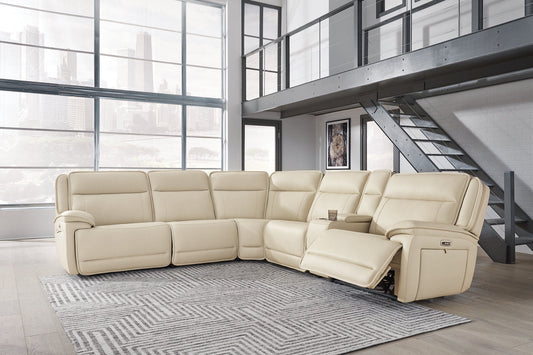 Double Deal Almond 6pc POWER Reclining Sectional U1300157