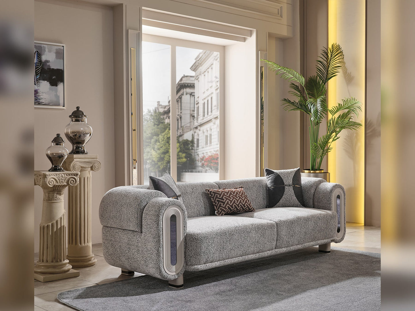 Parma 3-pieces (Sofa & Loveseat & Chair) Livingroom Set Light Grey
