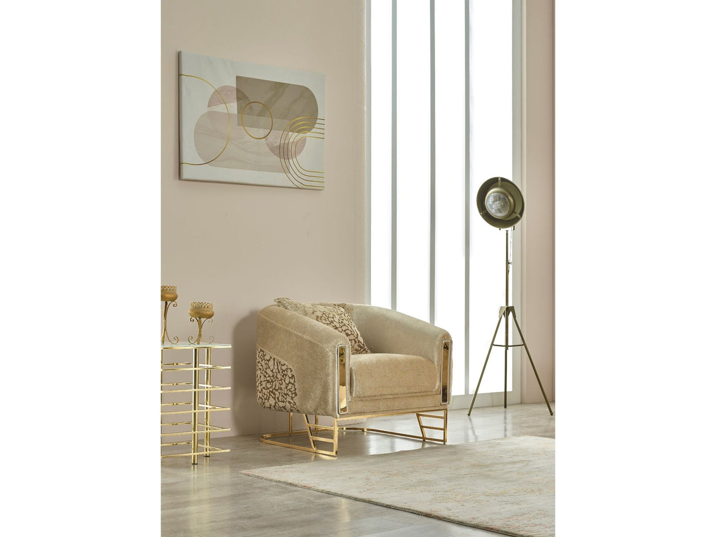 Romans 3-pieces (Sofa & Loveseat & Chair) Livingroom Set Beige