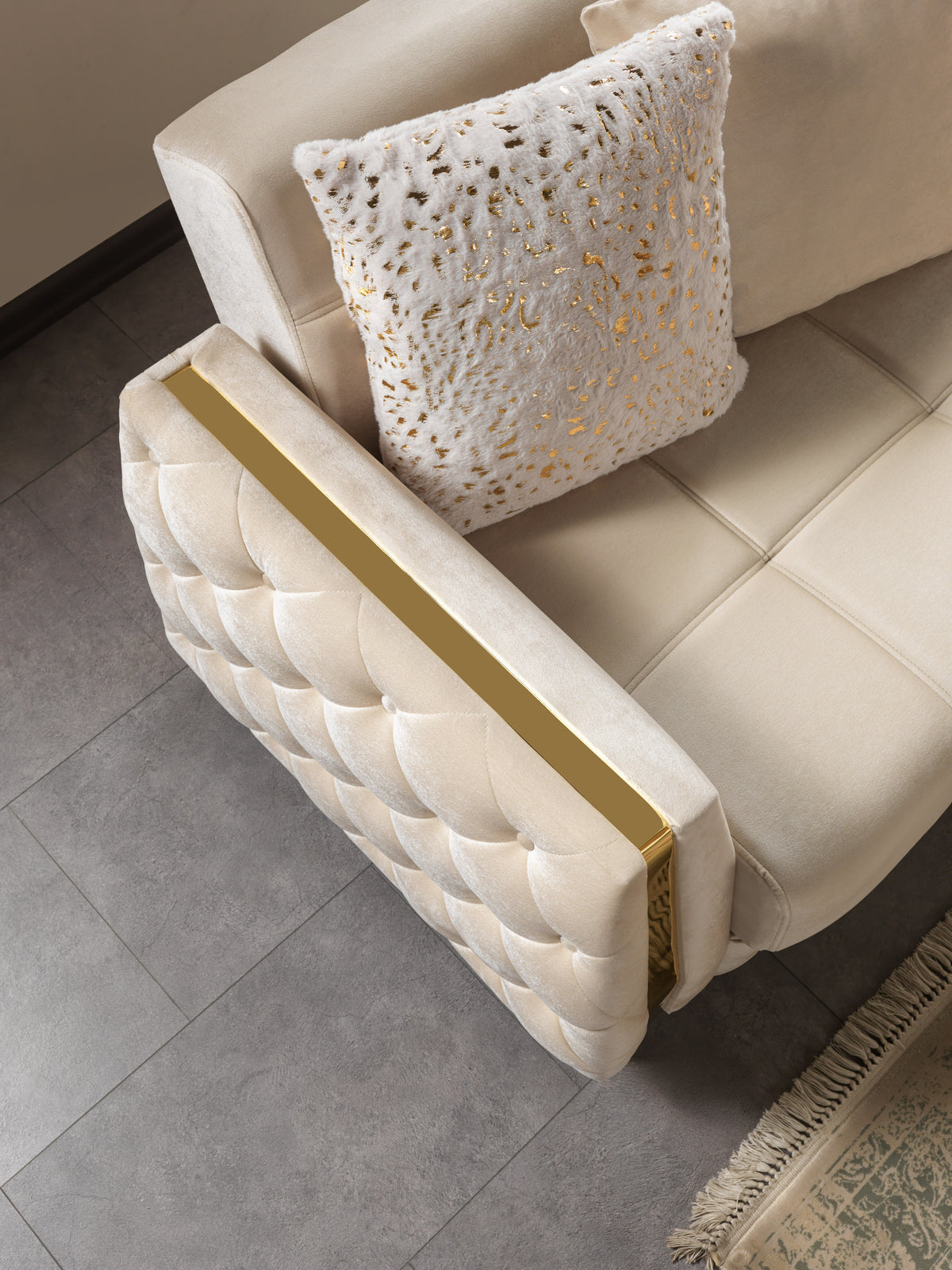 Florence Ivory Velvet Sofa 88" & Loveseat 64"