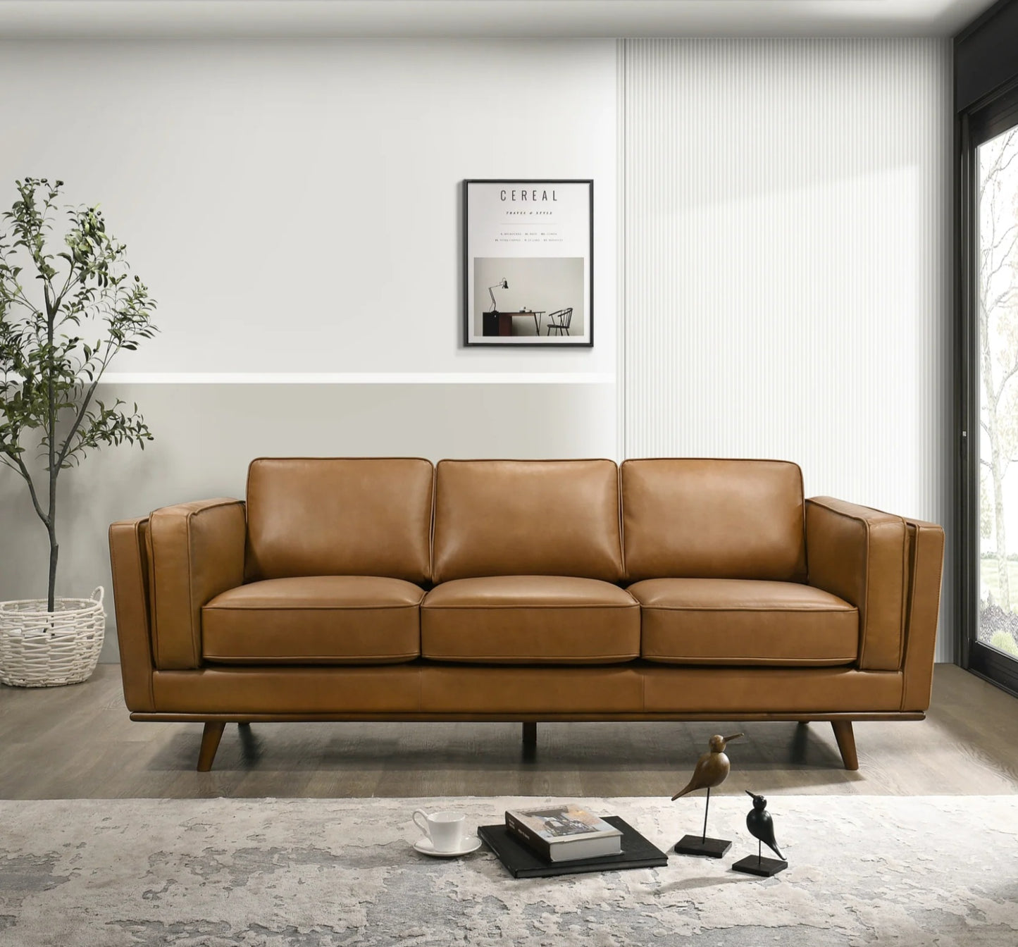 Chase 91"  Tan Genuine Leather Sofa