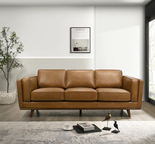 Chase 91"  Tan Genuine Leather Sofa