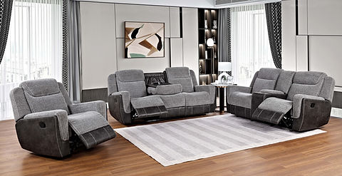 Nisa Grey Chenille/Air Leather 3pc Reclining Set S9871