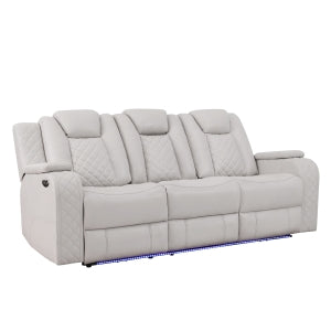 Radiant Grey POWER/LED/BLUETOOTH SPEAKERS Reclining Sofa and Loveseat SH8895