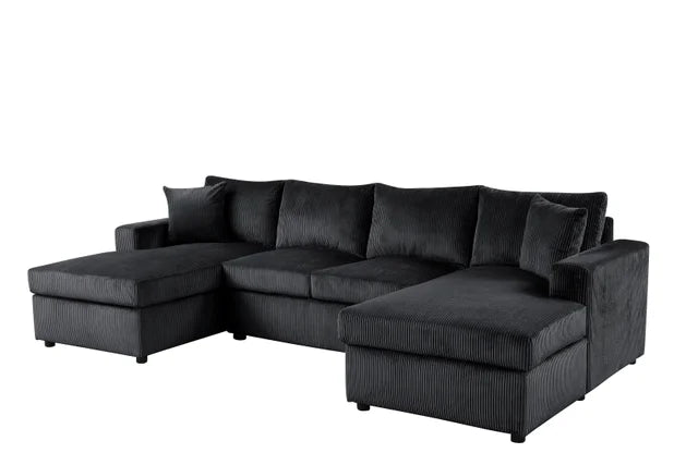 Teresa Black Double Chaise Sectional