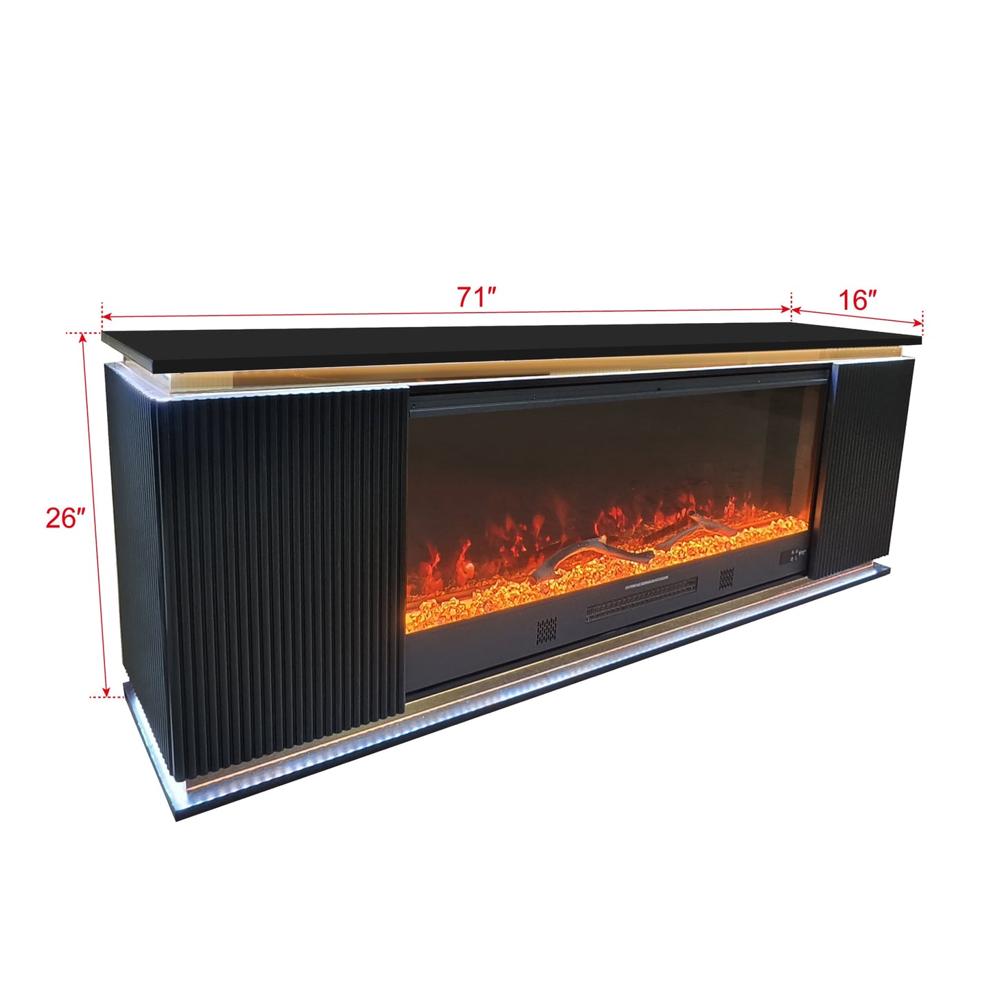 Riva Black LED/BLUETOOTH SPEAKERS  Fireplace Entertainment Center