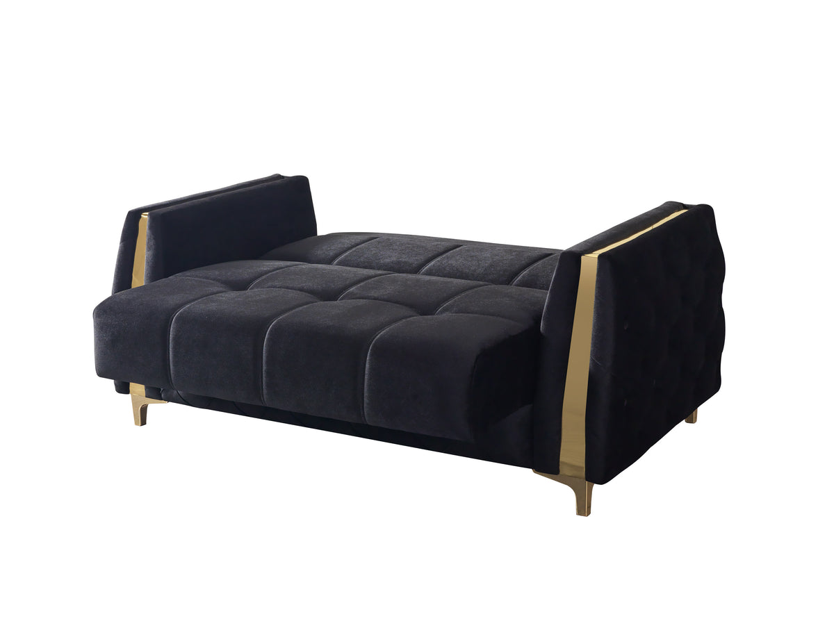 Florence Black Velvet Sofa 88" & Loveseat 64"