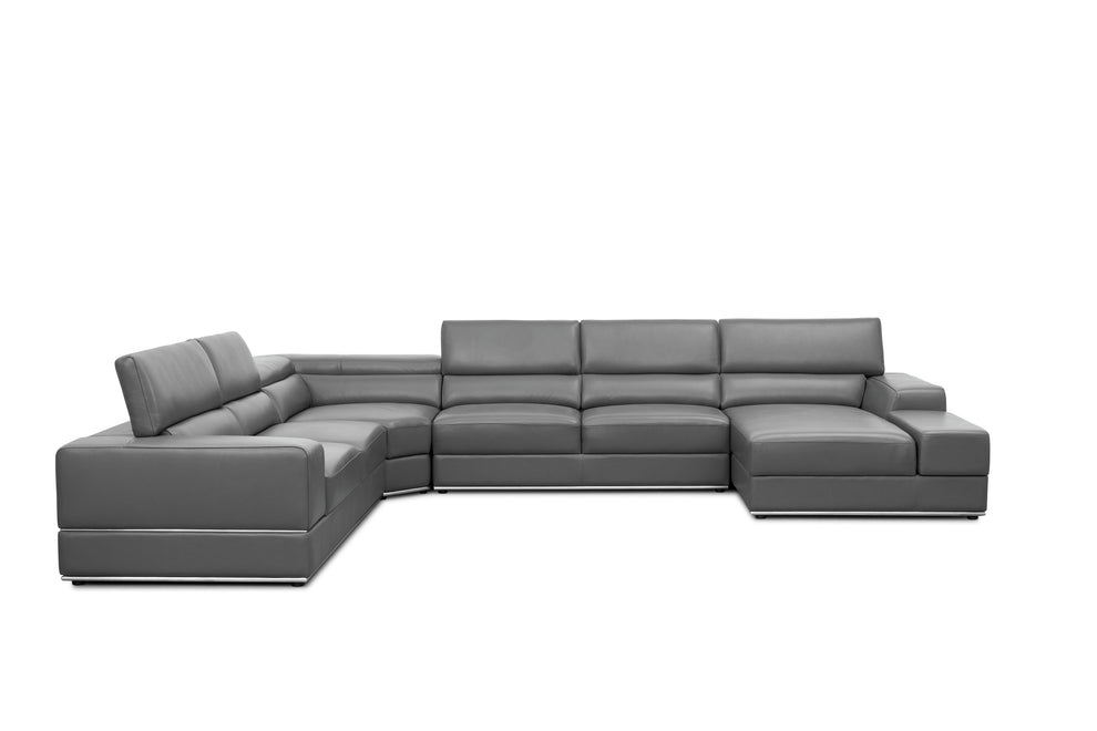Nella Dark Grey Sectional Sofa | Italian Leather Match MI-5107