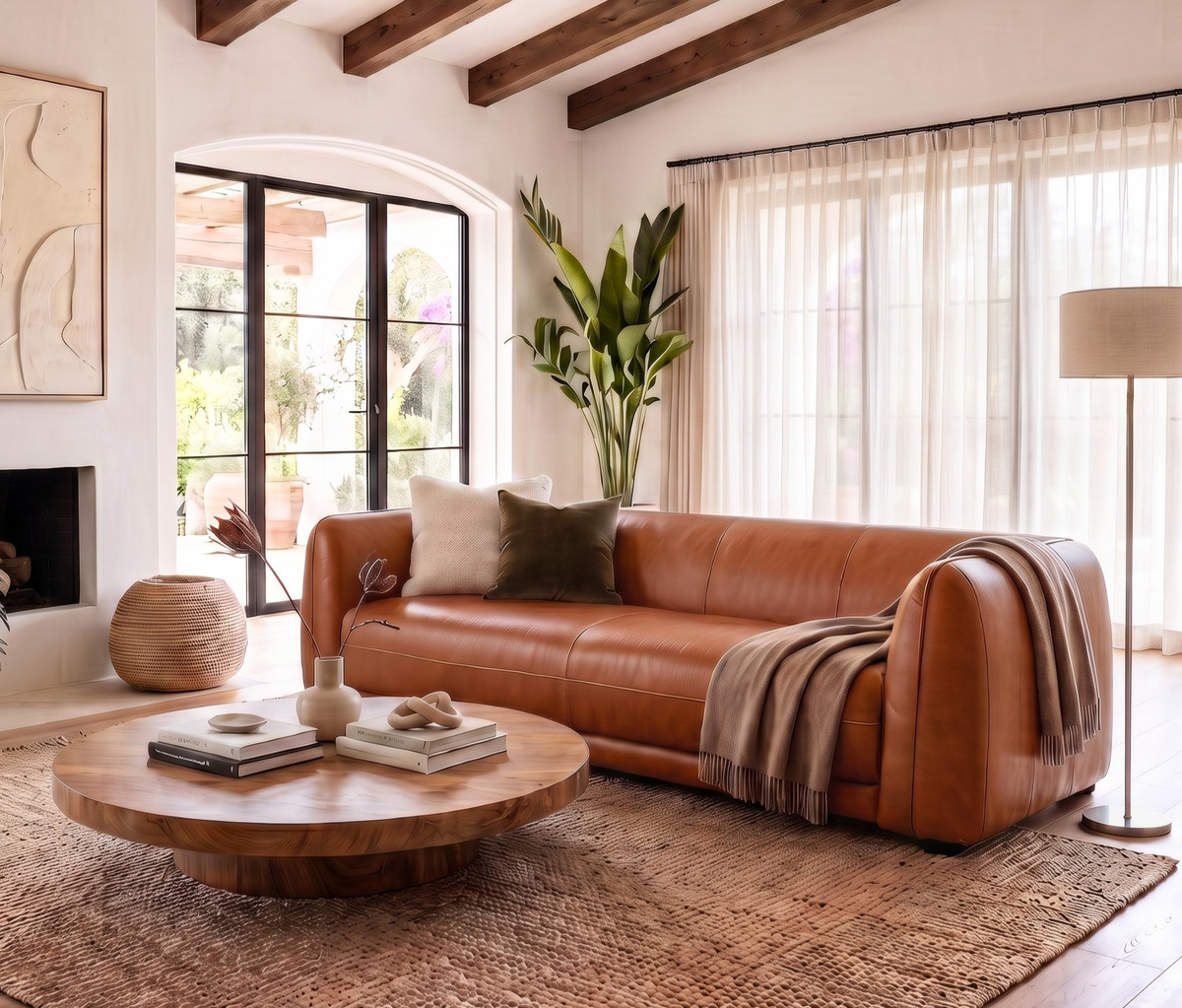 Maine Brown Leather Sofa