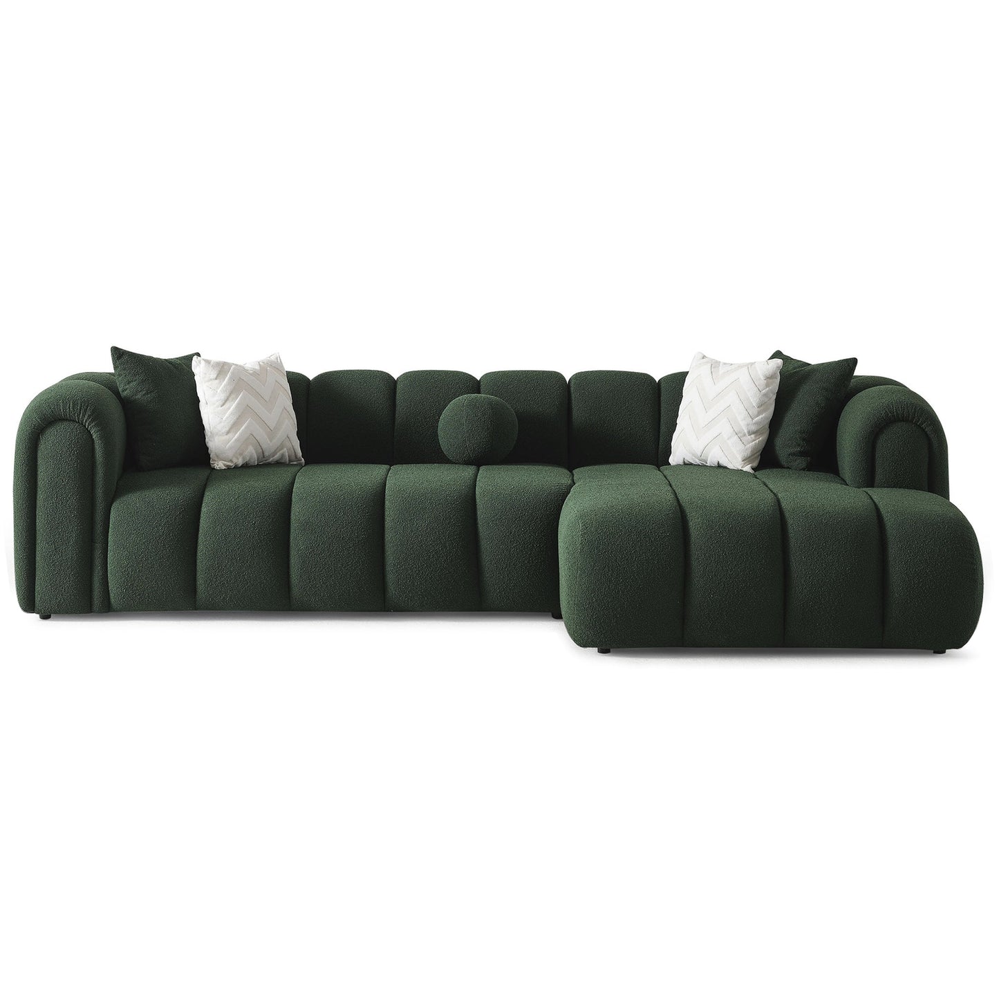 Beatrice 115" Modern Tufted Dark Green Boucle Right-Facing Sectional Sofa
