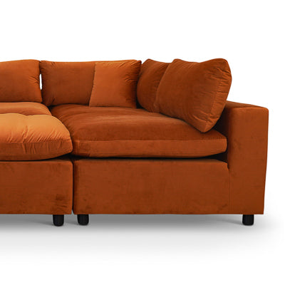 Hayward Burnt Orange Velvet Modular Sectional Sofa