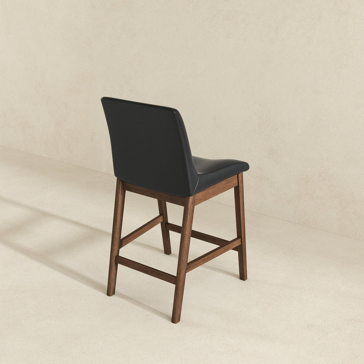 Langlade Leather Upholstered Counter Stool in Black (Set of 2)