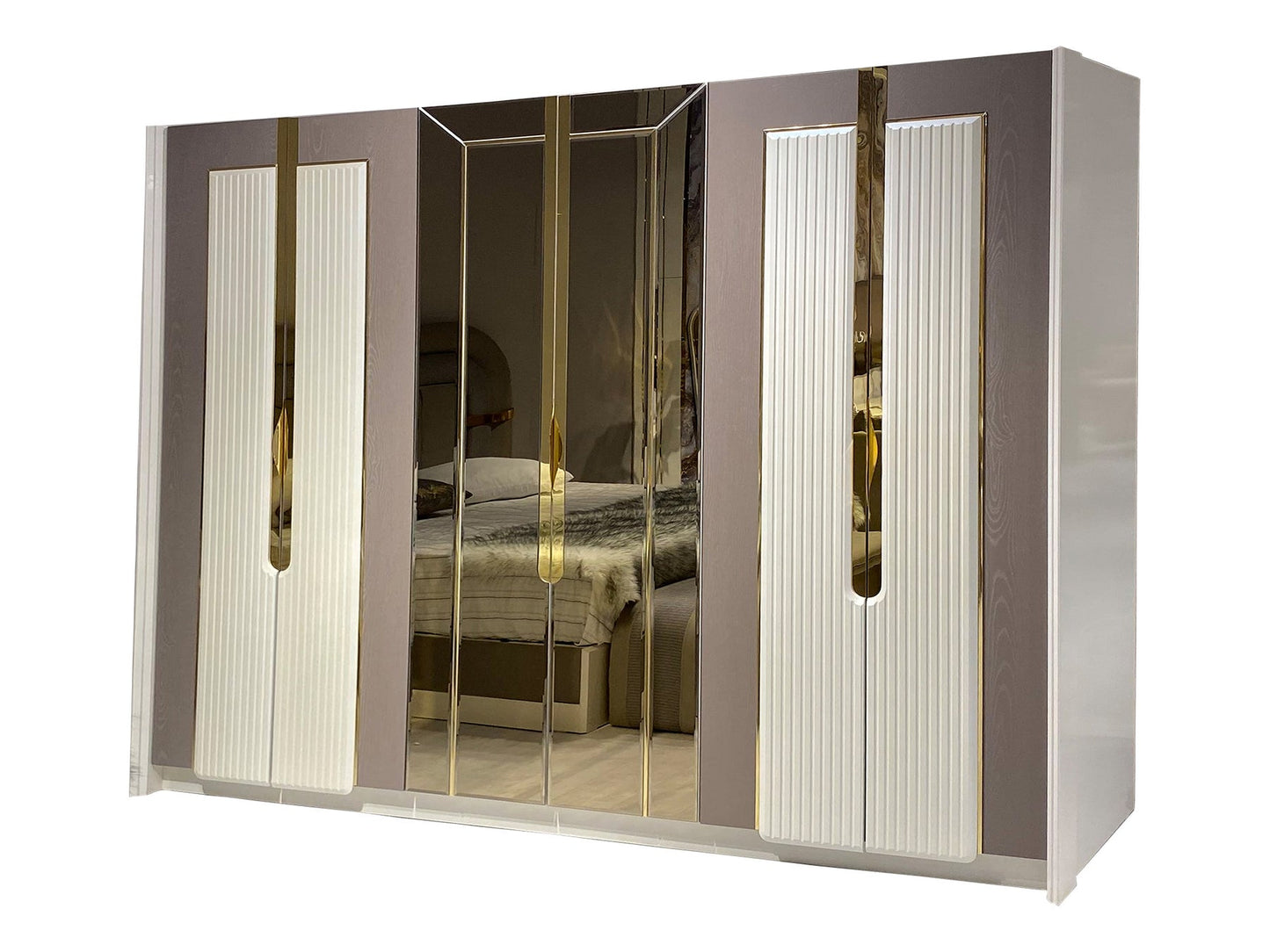 Zurich Luxury Bedroom Set (Bed & Dresser With Mirror & 2 Nightstand)