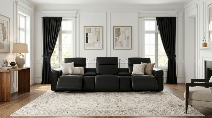 Diamante Black 3pc POWER Reclining Sofa MI-2515