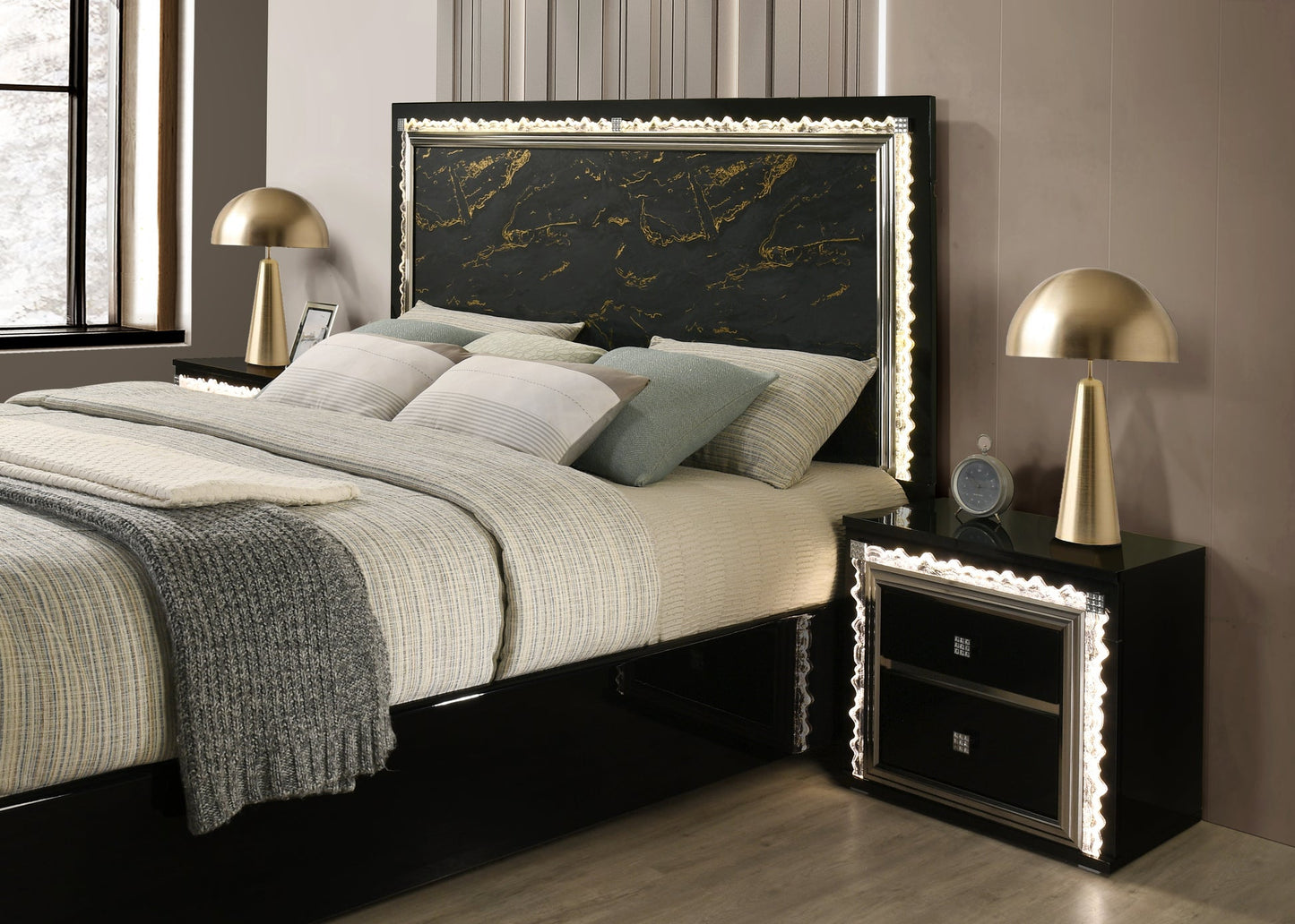 Marco Black LED Bedroom Set  B30