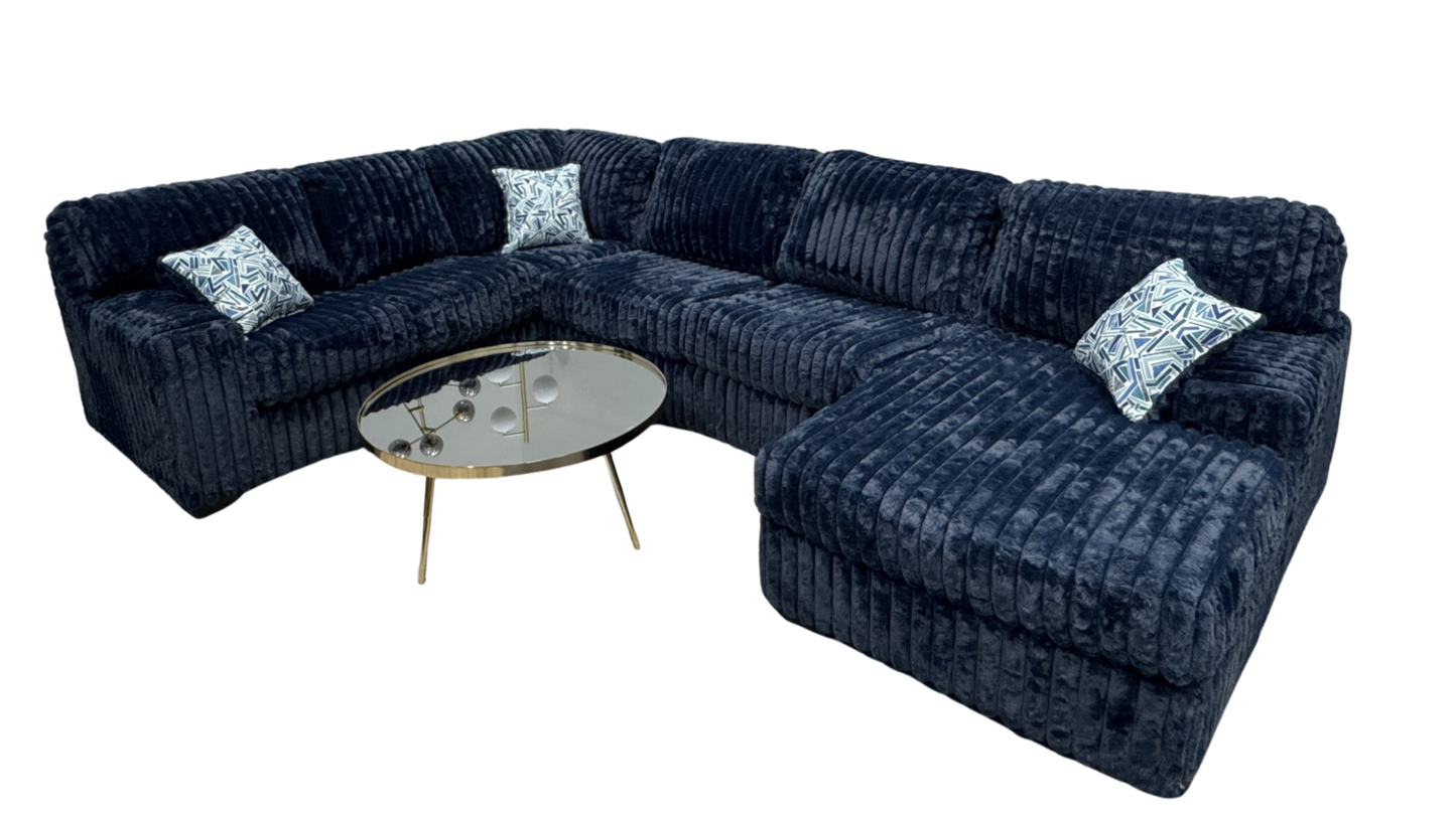 Austin Blue Thick Stripe Fabric Sectional S319