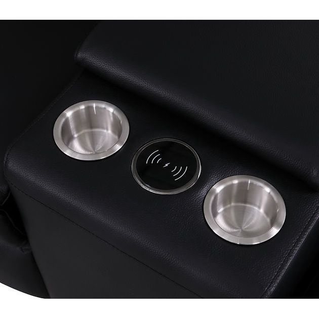 Picasso Black 3-POWER  Leather Match 7pc Sectional  MI631