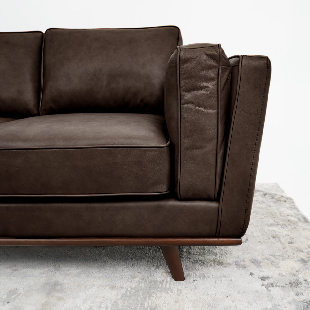 Chase 91" Campari Brown Genuine Leather Sofa