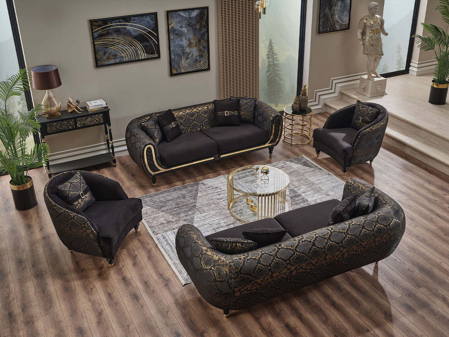 Lima 3-pieces (Sofa & Loveseat & Chair) Livingroom Set Black