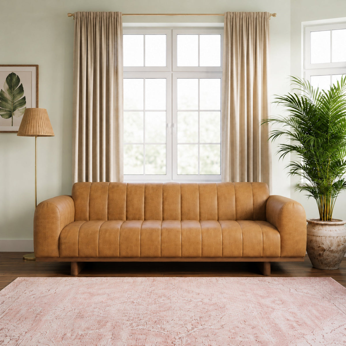Nebraska Tan TOP GRAIN LEATHER Sofa