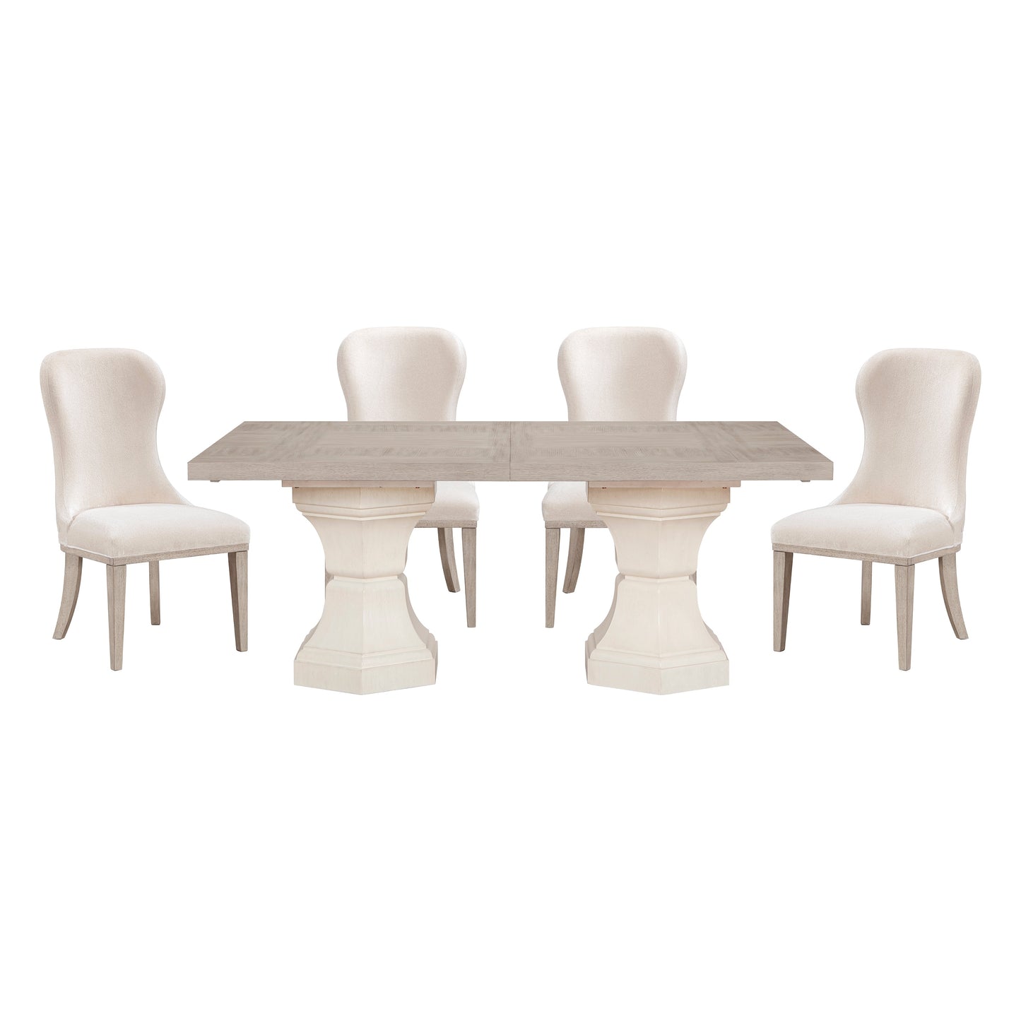 Lofton Light Gray/Ivory Extendable Dining Set 6018