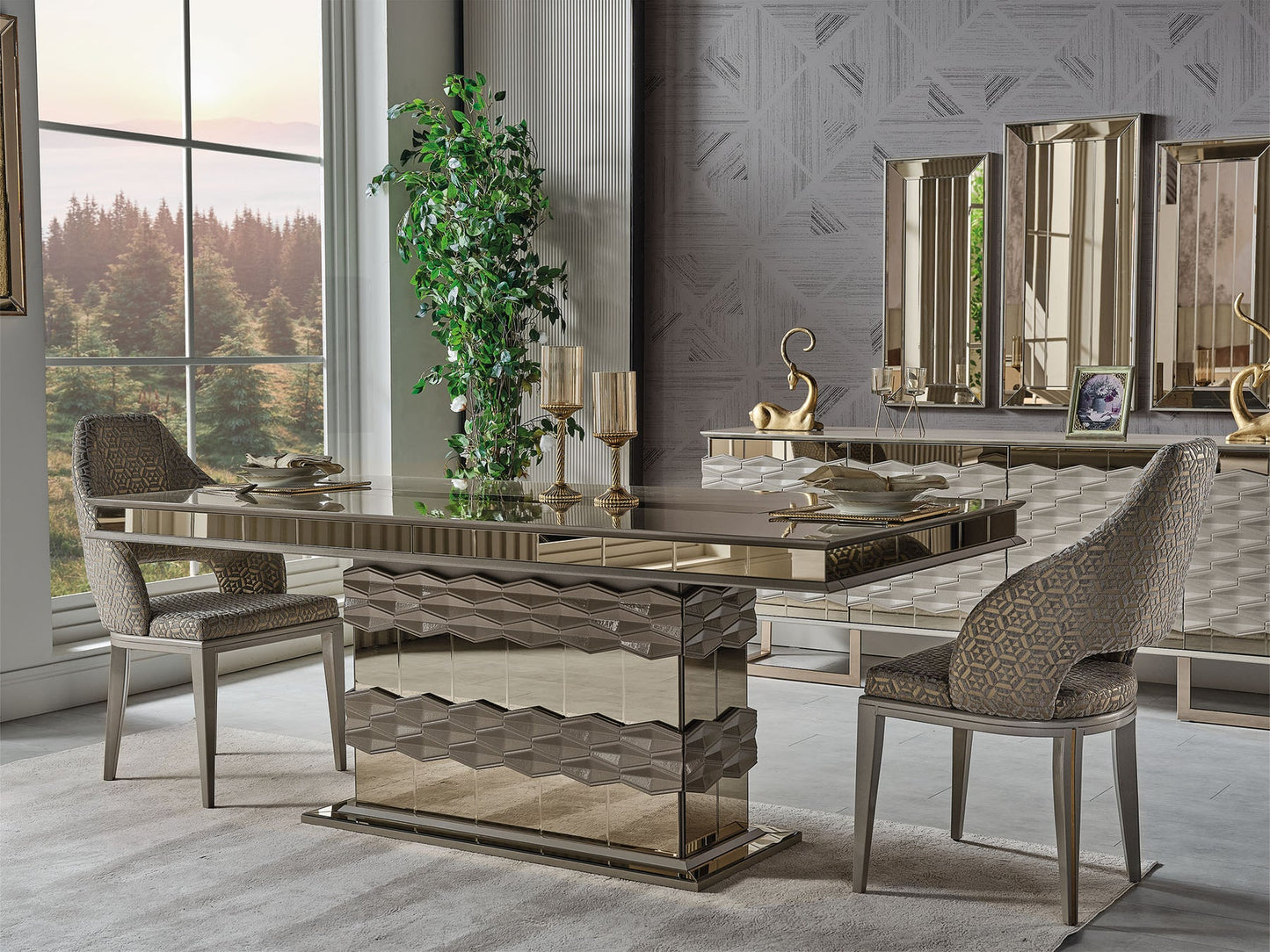 Gokce Diningroom Set (78"Dining Table & 6 Dining Chair)