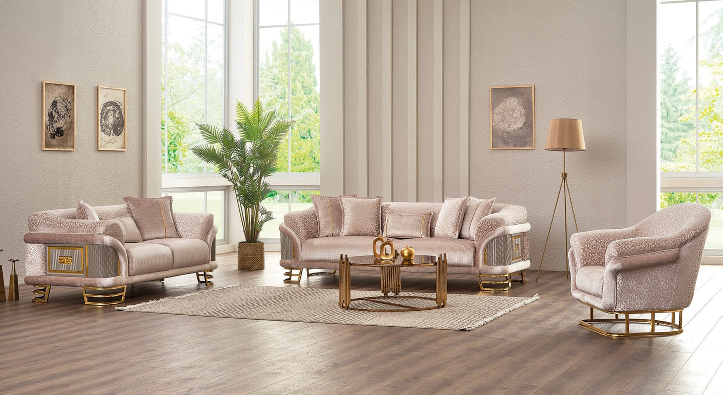 Versace 3-pieces (Sofa & Loveseat & Chair) Livingroom Set Cream