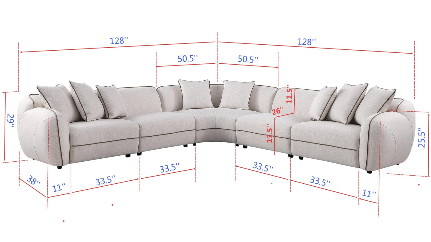 Gaby Beige Fabric Sectional MI-3002