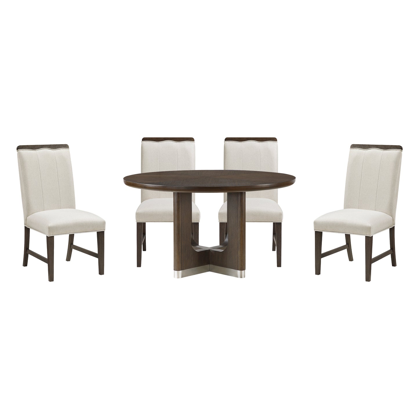Clara Brown/Beige 5pc Round Dining Room Set 6066