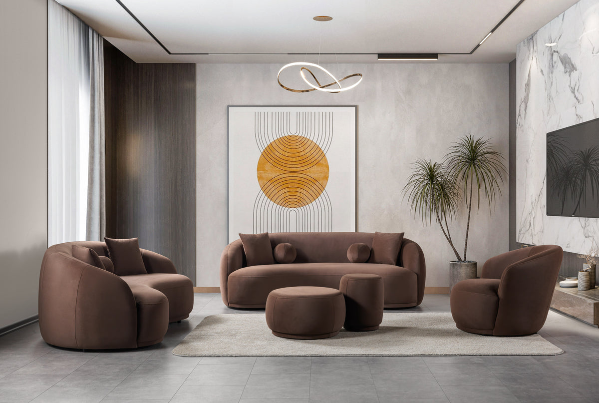 Bonita Coffee Velvet Living Room Set