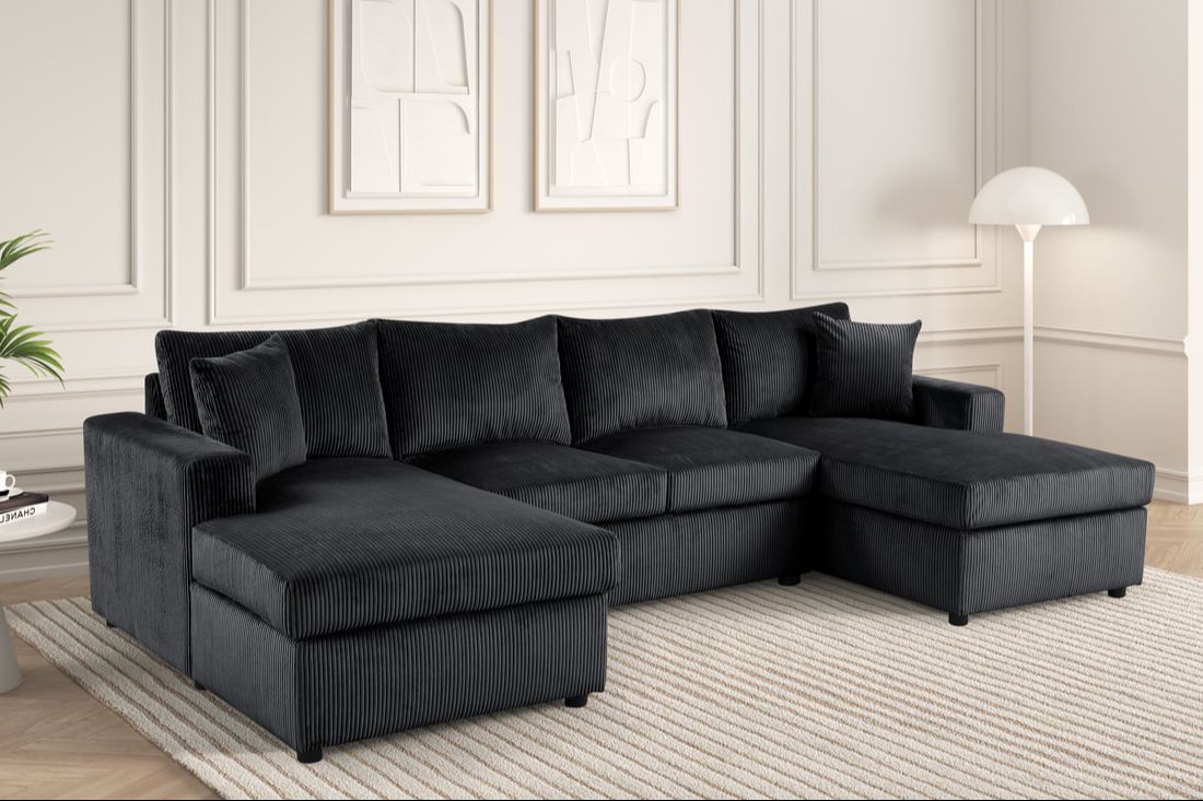 Teresa Black Double Chaise Sectional