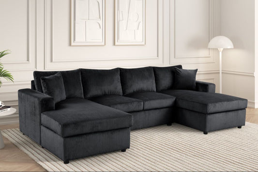 Teresa Black Double Chaise Sectional