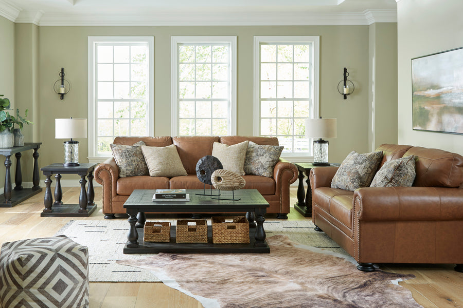 Carianna Caramel GENUINE LEATHER OVERSIZED Sofa And Loveseat