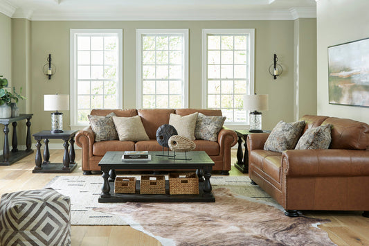 Carianna Caramel GENUINE LEATHER OVERSIZED Sofa And Loveseat