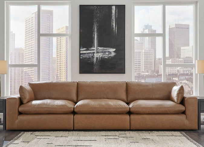 Emilia Caramel GENUINE LEATHER Modular Sofa and Loveseat 3090146