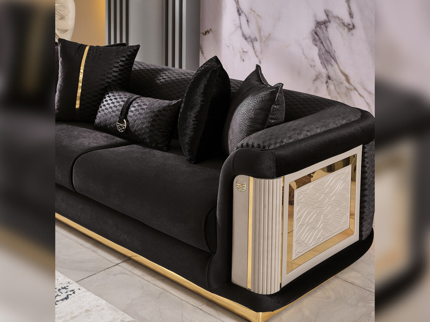 Elegance 3-pieces (Sofa & Loveseat & Chair) Livingroom Set Black