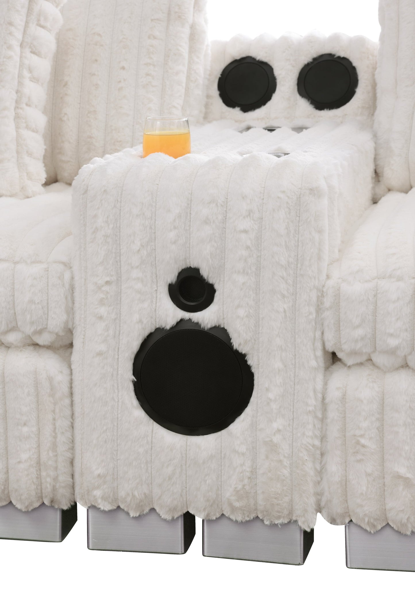 Snuggle Station Cream Corduroy BLUETOOTH SPEAKERS 7pc Sectional  S329