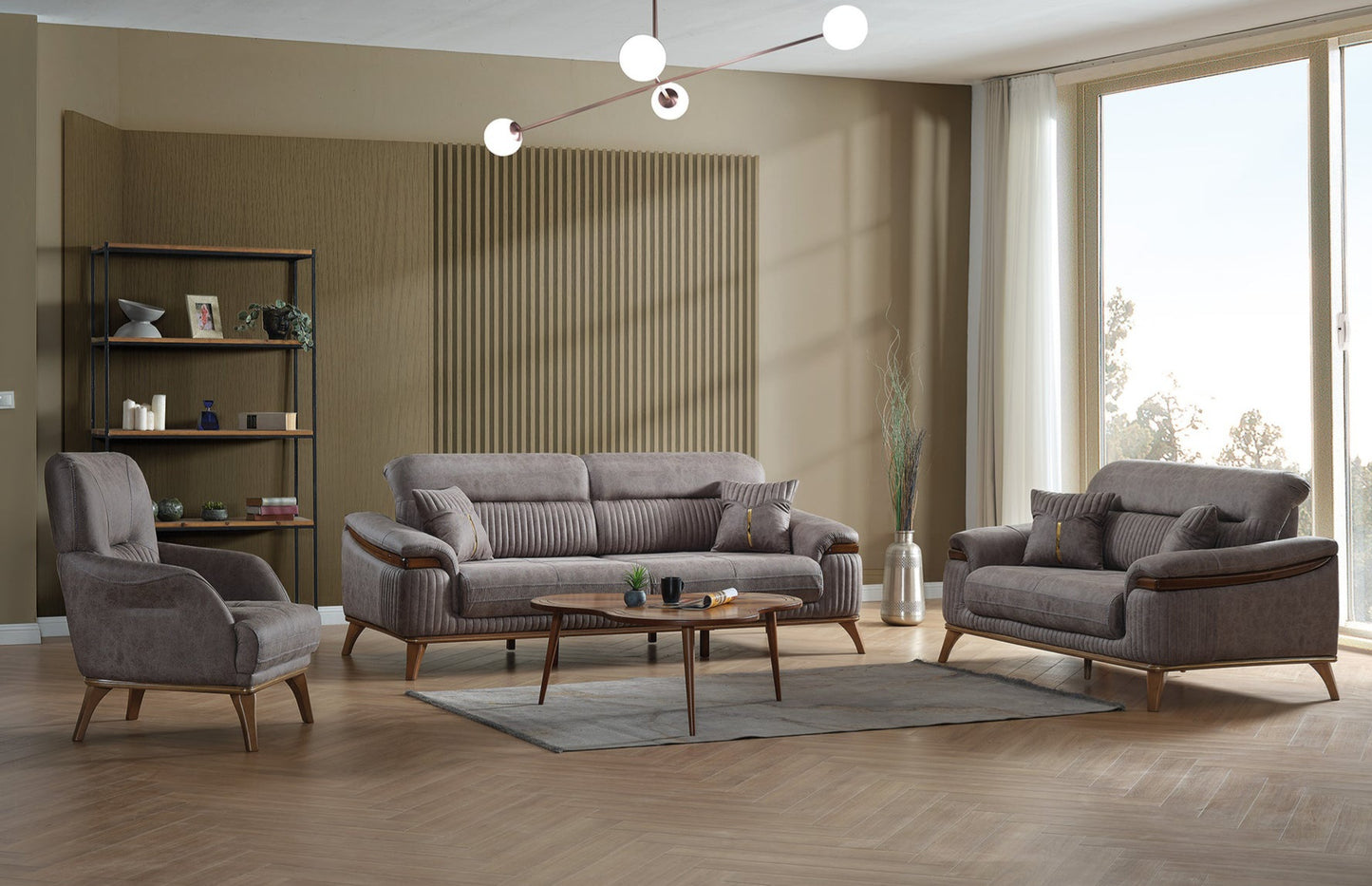 Beta 3-pieces (Sofa & Loveseat & Chair) Livingroom Set Fume