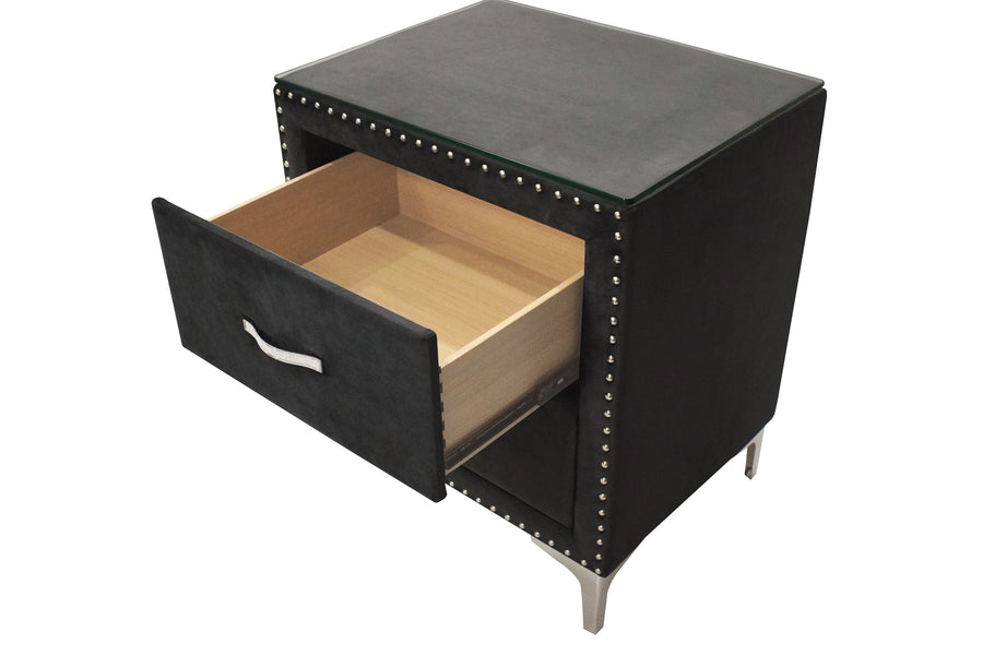 Lucinda Black Velvet  Upholstered Panel Bedroom Set B9265