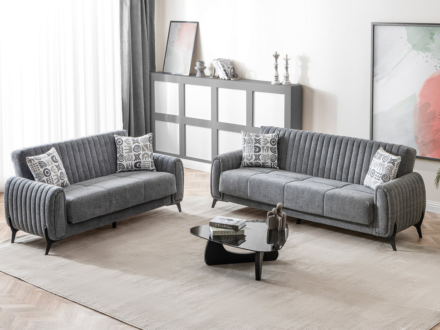 Palermo 3-pieces (Sofa & Loveseat & Chair) Livingroom Set Grey
