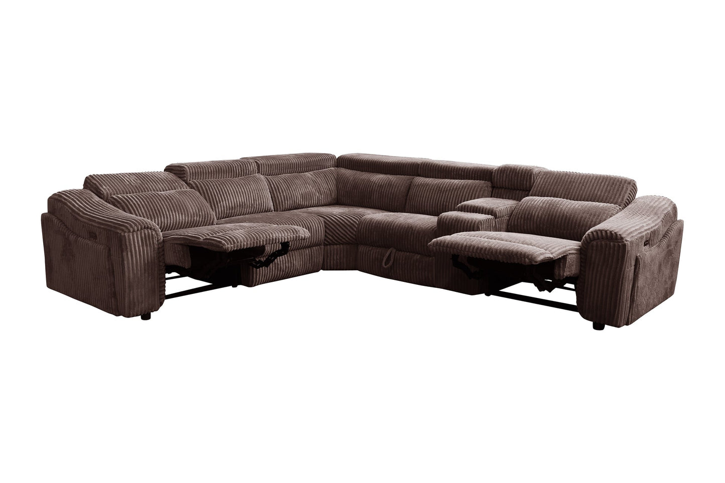 Yash Brown Corduroy POWER Reclining Sectional S7033