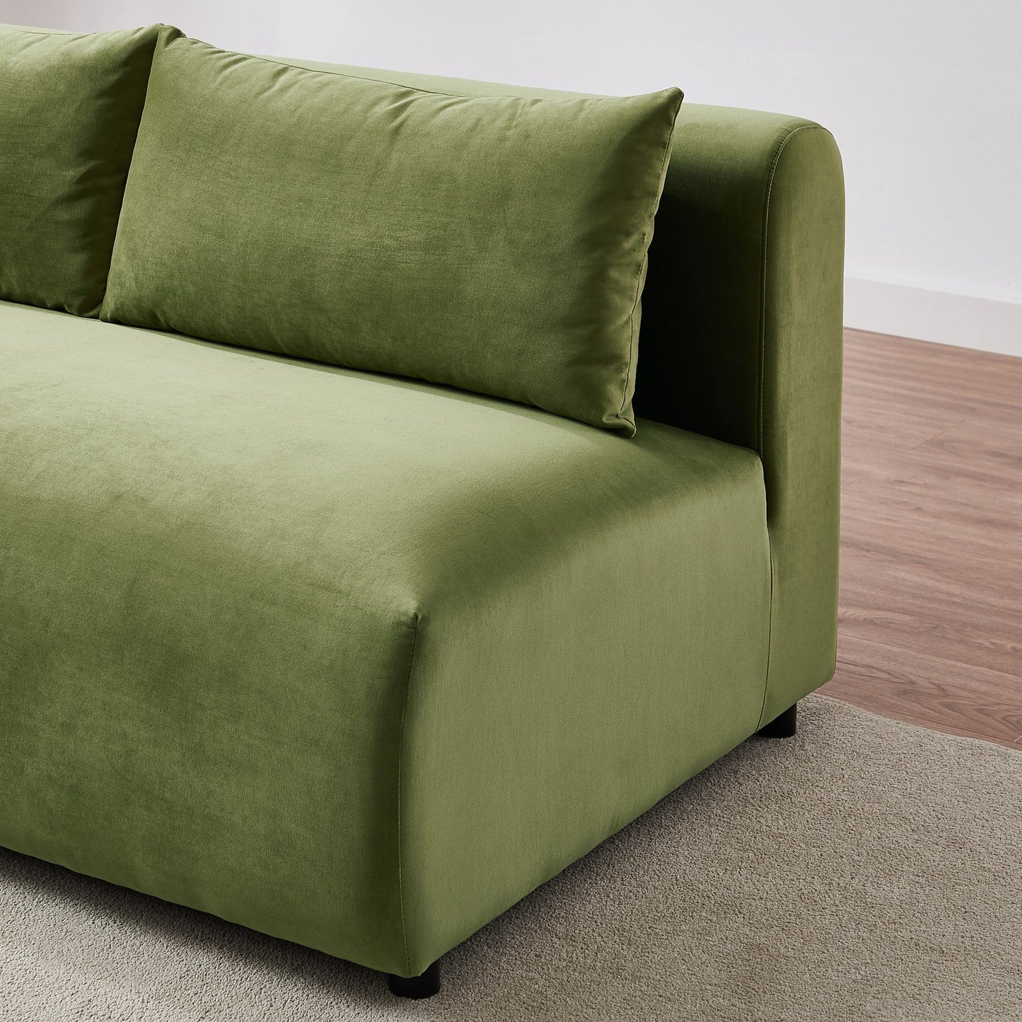 Langridge Olive Green Velvet Modular Corner Sectional