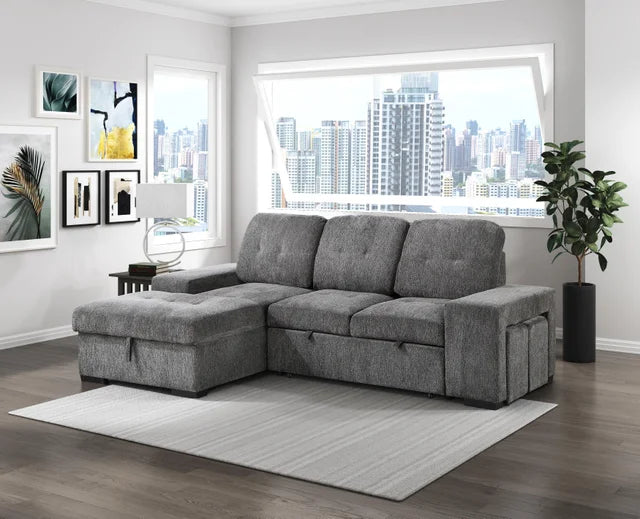 Kevin Grey Sectional With Pull-Out Bed