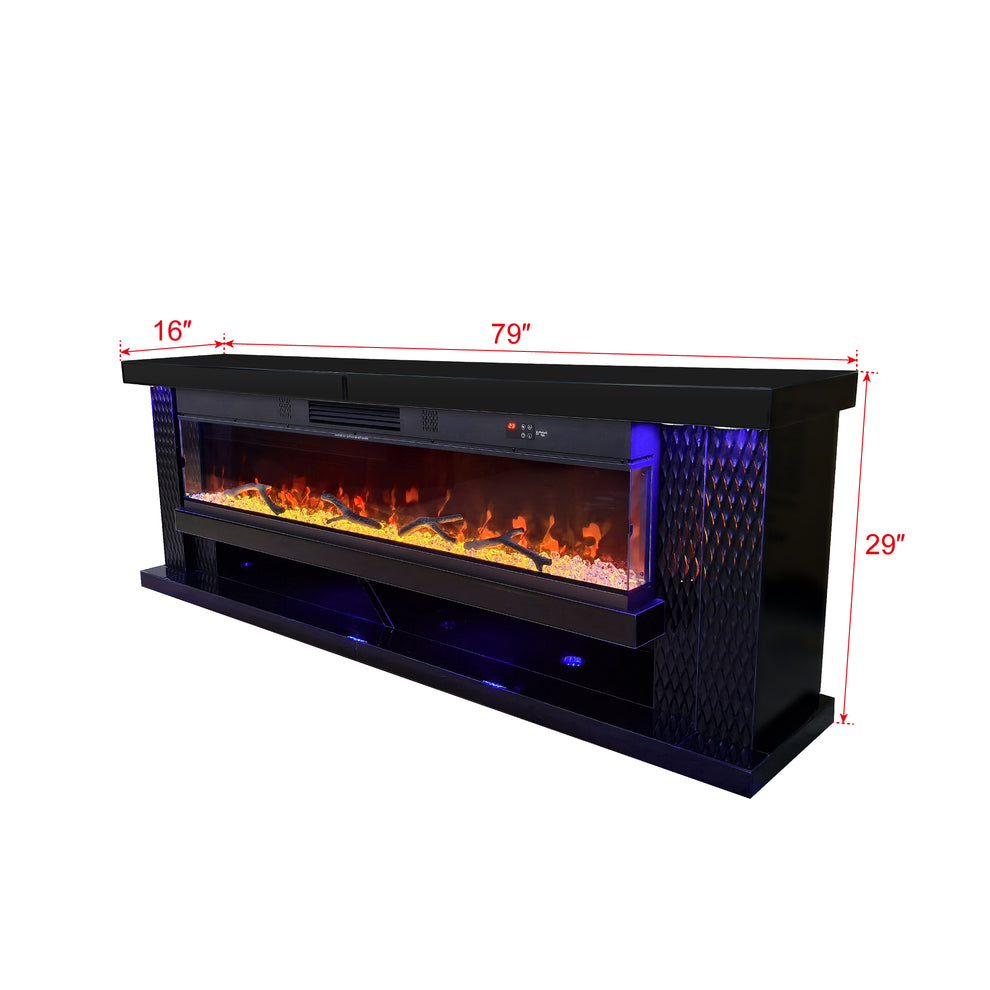 Aira Black LED/BLUETOOTH SPEAKERS  Fireplace Entertainment Center