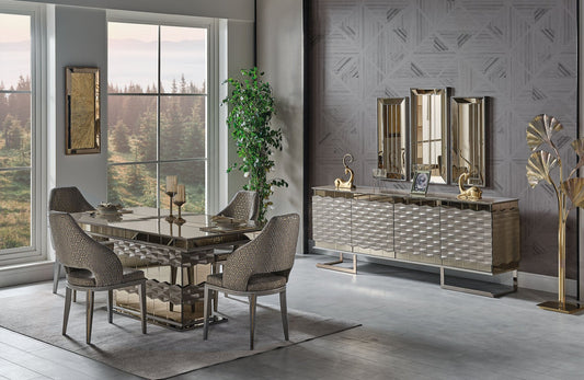 Gokce Diningroom Set (78"Dining Table & 6 Dining Chair)