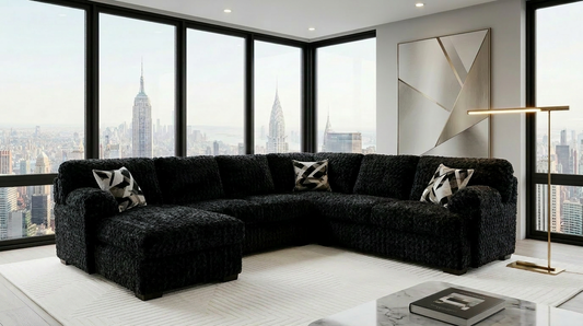 Westwood Black Fabric 133"Sectional
