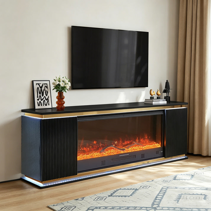 Riva Black LED/BLUETOOTH SPEAKERS  Fireplace Entertainment Center